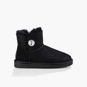 Ugg Mini Bailey Button Bling Women Classic Boots Black (6509GOJMT)